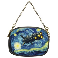 Spaceship Starry Night Van Gogh Painting Chain Purse (two Sides)