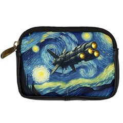 Spaceship Starry Night Van Gogh Painting Digital Camera Leather Case