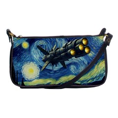 Spaceship Starry Night Van Gogh Painting Shoulder Clutch Bag by Maspions