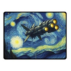 Spaceship Starry Night Van Gogh Painting Fleece Blanket (small)