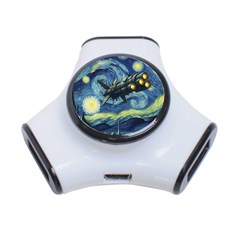 Spaceship Starry Night Van Gogh Painting 3-port Usb Hub by Maspions