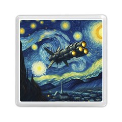 Spaceship Starry Night Van Gogh Painting Memory Card Reader (square)