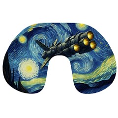 Spaceship Starry Night Van Gogh Painting Travel Neck Pillow