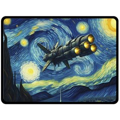 Spaceship Starry Night Van Gogh Painting Two Sides Fleece Blanket (large)