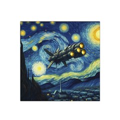 Spaceship Starry Night Van Gogh Painting Satin Bandana Scarf 22  X 22 