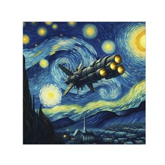 Spaceship Starry Night Van Gogh Painting Square Satin Scarf (30  X 30 ) by Maspions