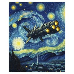 Spaceship Starry Night Van Gogh Painting Drawstring Bag (small)