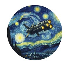 Spaceship Starry Night Van Gogh Painting Mini Round Pill Box by Maspions