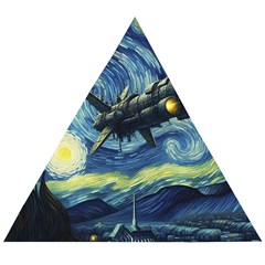 Spaceship Starry Night Van Gogh Painting Wooden Puzzle Triangle by Maspions