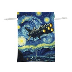 Spaceship Starry Night Van Gogh Painting Lightweight Drawstring Pouch (l) by Maspions