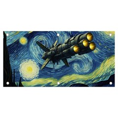 Spaceship Starry Night Van Gogh Painting Banner And Sign 6  X 3  by Maspions