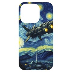 Spaceship Starry Night Van Gogh Painting Iphone 14 Pro Black Uv Print Case by Maspions