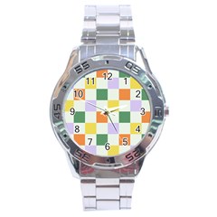 Board Pictures Chess Background Stainless Steel Analogue Watch