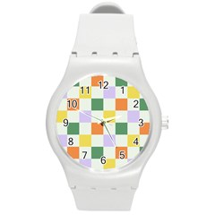 Board Pictures Chess Background Round Plastic Sport Watch (m) by Maspions