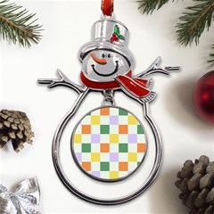 Board Pictures Chess Background Metal Snowman Ornament