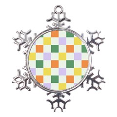 Board Pictures Chess Background Metal Large Snowflake Ornament by Maspions