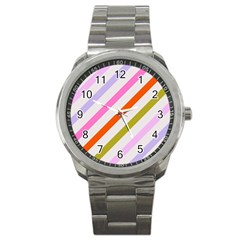 Lines Geometric Background Sport Metal Watch