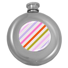 Lines Geometric Background Round Hip Flask (5 Oz) by Maspions