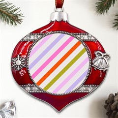 Lines Geometric Background Metal Snowflake And Bell Red Ornament