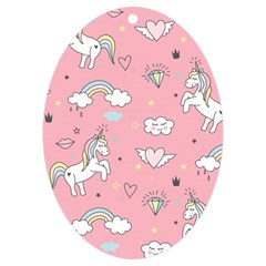 Cute Unicorn Seamless Pattern Uv Print Acrylic Ornament Oval