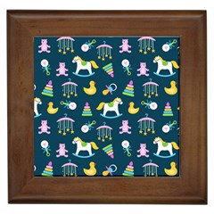 Cute Babies Toys Seamless Pattern Framed Tile by Apen