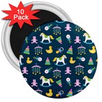 Cute Babies Toys Seamless Pattern 3  Magnets (10 pack)  Front