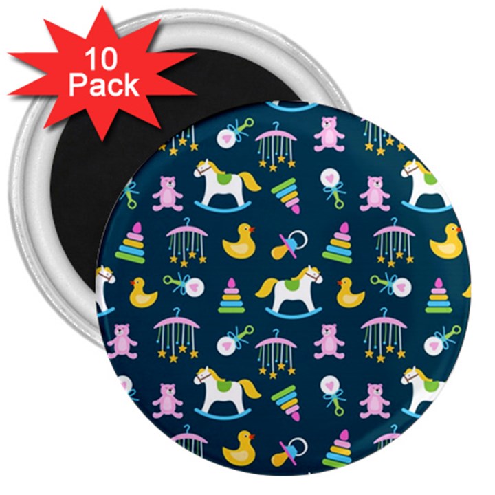 Cute Babies Toys Seamless Pattern 3  Magnets (10 pack) 