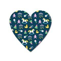 Cute Babies Toys Seamless Pattern Heart Magnet by Apen