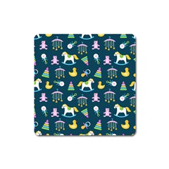 Cute Babies Toys Seamless Pattern Square Magnet by Apen