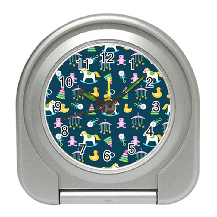 Cute Babies Toys Seamless Pattern Travel Alarm Clock