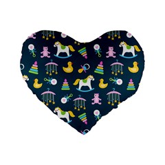 Cute Babies Toys Seamless Pattern Standard 16  Premium Heart Shape Cushions by Apen