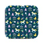 Cute Babies Toys Seamless Pattern Square Metal Box (Black) Front