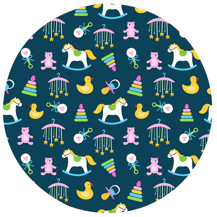 Cute Babies Toys Seamless Pattern Wooden Bottle Opener (Round)