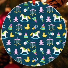 Cute Babies Toys Seamless Pattern Uv Print Acrylic Ornament Round by Apen