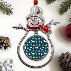 Cute Babies Toys Seamless Pattern Metal Snowman Ornament by Apen