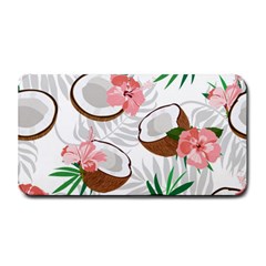 Seamless Pattern Coconut Piece Palm Leaves With Pink Hibiscus Medium Bar Mat by Apen