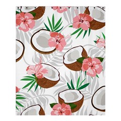 Seamless Pattern Coconut Piece Palm Leaves With Pink Hibiscus Shower Curtain 60  X 72  (medium)  by Apen