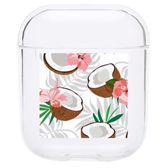 Seamless Pattern Coconut Piece Palm Leaves With Pink Hibiscus Hard Pc Airpods 1/2 Case