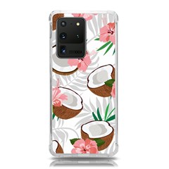 Seamless Pattern Coconut Piece Palm Leaves With Pink Hibiscus Samsung Galaxy S20 Ultra 6 9 Inch Tpu Uv Case by Apen