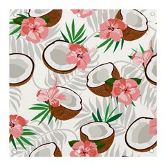 Seamless Pattern Coconut Piece Palm Leaves With Pink Hibiscus Banner And Sign 3  X 3  by Apen