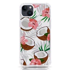 Seamless Pattern Coconut Piece Palm Leaves With Pink Hibiscus Iphone 14 Plus Tpu Uv Print Case by Apen