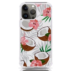 Seamless Pattern Coconut Piece Palm Leaves With Pink Hibiscus Iphone 13 Pro Max Tpu Uv Print Case by Apen