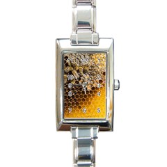 Honeycomb With Bees Rectangle Italian Charm Watch by Apen