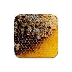 Honeycomb With Bees Rubber Square Coaster (4 Pack) by Apen