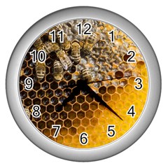 Honeycomb With Bees Wall Clock (silver) by Apen