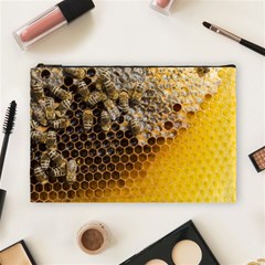 Honeycomb With Bees Cosmetic Bag (large) by Apen