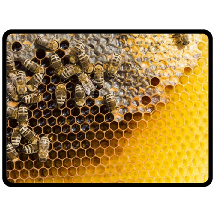 Honeycomb With Bees Fleece Blanket (Large)