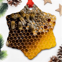 Honeycomb With Bees Snowflake Ornament (two Sides) by Apen