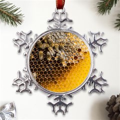 Honeycomb With Bees Metal Large Snowflake Ornament by Apen