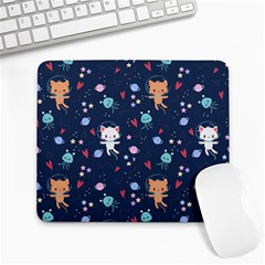 Cute Astronaut Cat With Star Galaxy Elements Seamless Pattern Large Mousepad by Apen